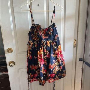 Source Unknown Floral Mini Dress - Black and Pink